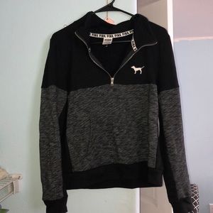 PINK Victoria’s Secret Quarter Zip Black/Gray